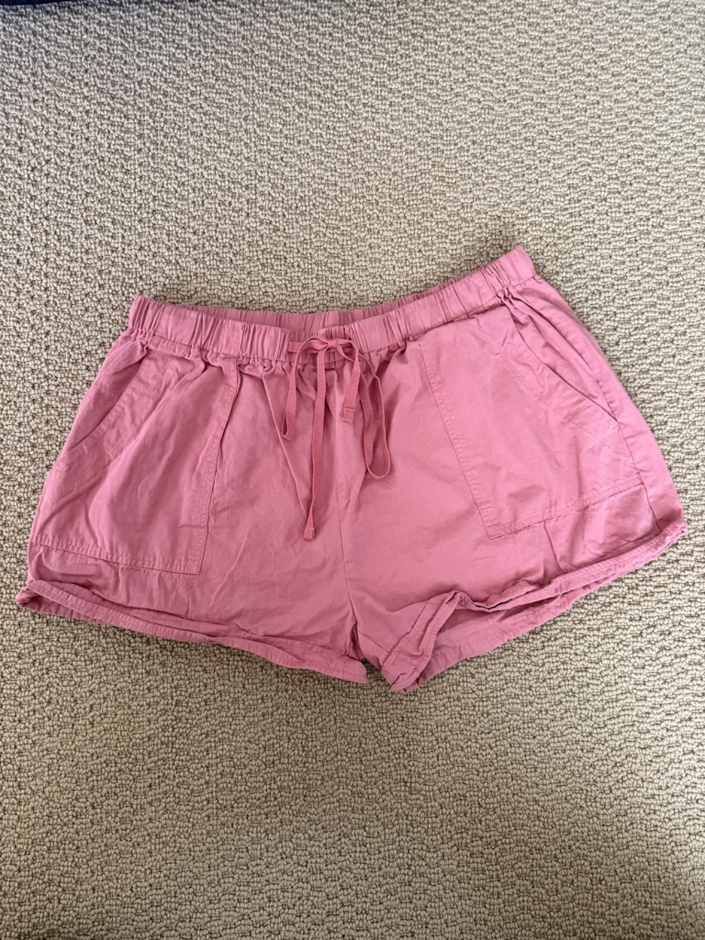 Women's Pink Elastic Waist Drawstring Athletic Shorts